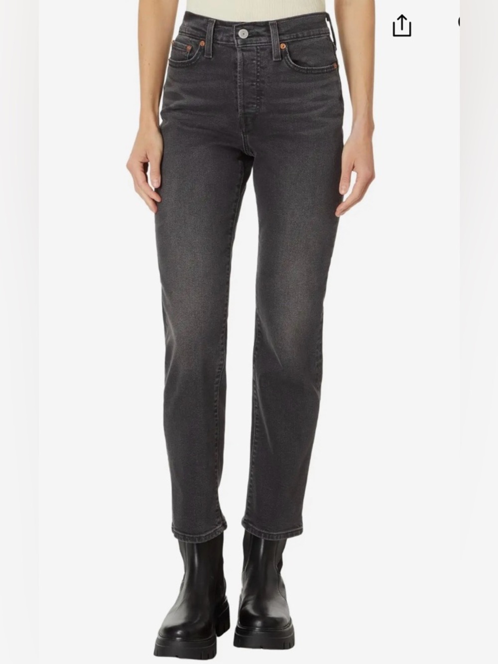 Women’s Levi’s Wedgie Straight Ankle in Dark Grey